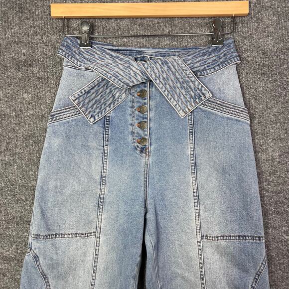 Ulla Johnson Otto Tie Waist Crop Jeans Ultra High Rise High Waisted Sz 2 - Picture 5 of 12